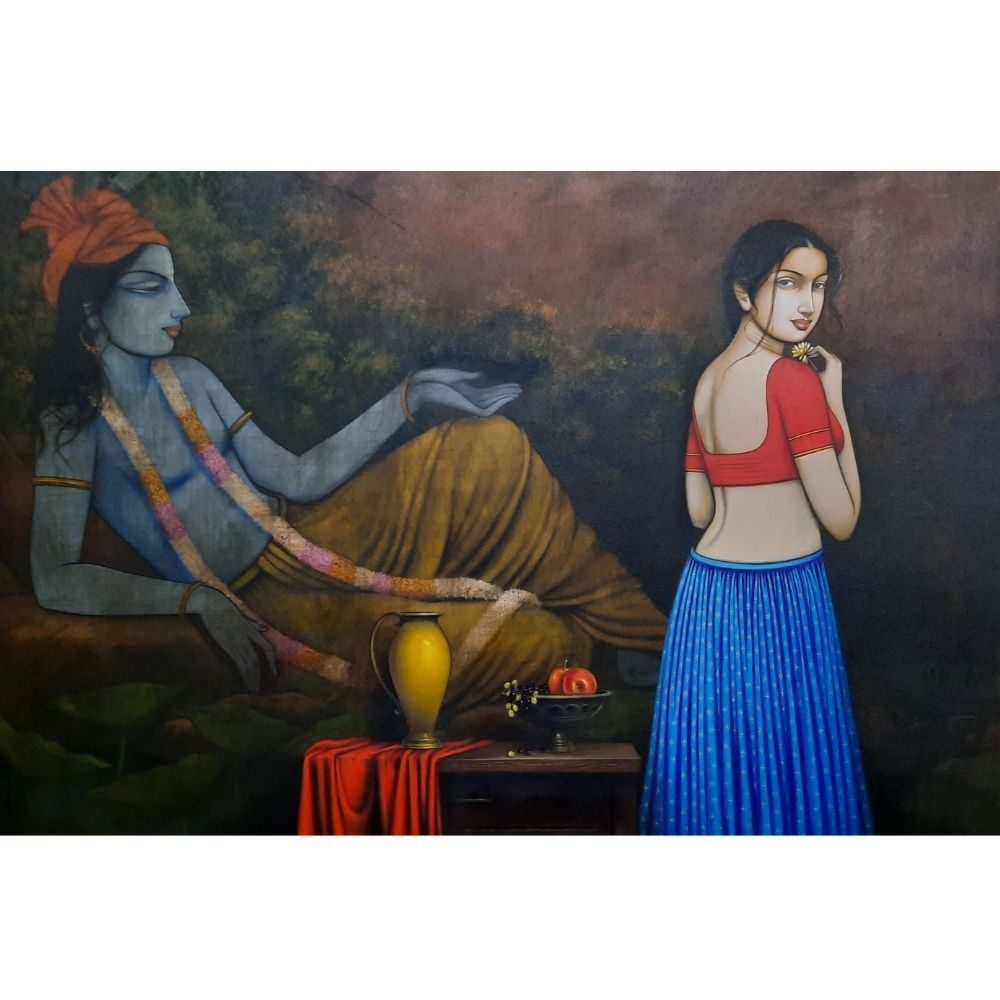 Krishna and radha painting by Manoj Aher